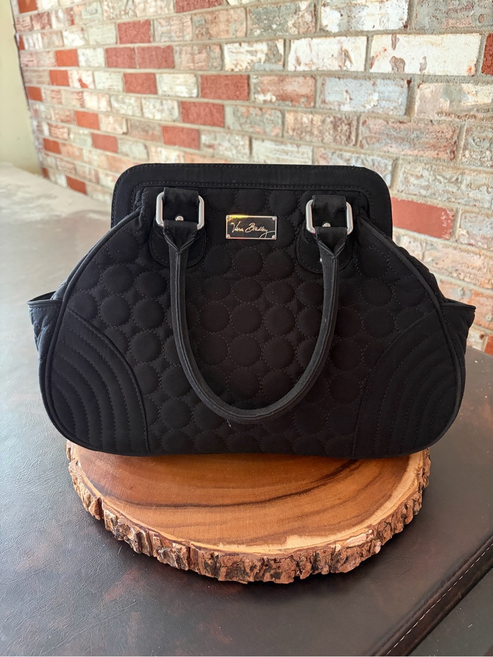 Vera Bradley Black Quilted Dome Satchel